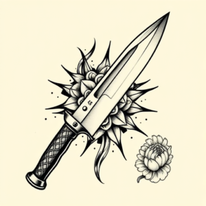 Neo-Traditional Knife Tattoo