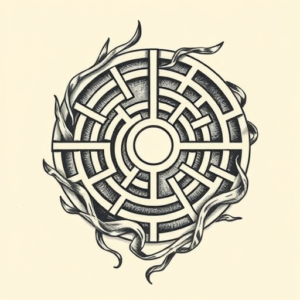 Neo-Traditional Labyrinth Tattoo