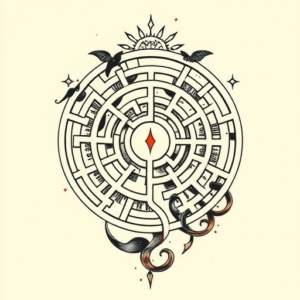 Neo-Traditional Labyrinth Tattoo