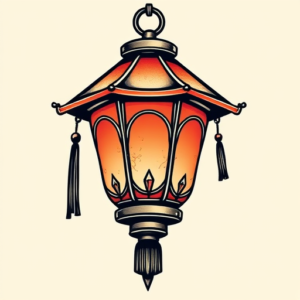 Neo-Traditional Lantern Tattoo