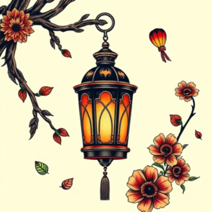 Neo-Traditional Lantern Tattoo