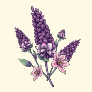 Neo-Traditional Lavender Tattoo