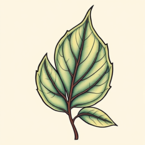 Neo-Traditional Leaf Tattoo
