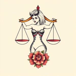 Neo-Traditional Libra Tattoo