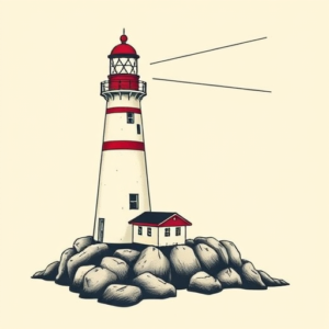 Neo-Traditional Lighthouse Tattoo