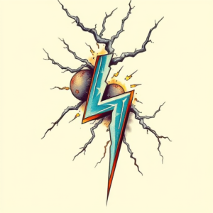 Neo-Traditional Lightning Tattoo