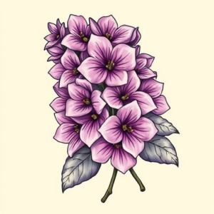 Neo-Traditional Lilac Tattoo