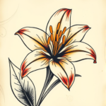 Neo-Traditional Lily Tattoo