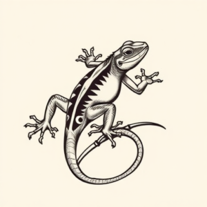 Neo-Traditional Lizard Tattoo