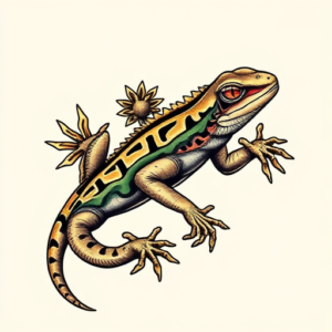 Neo-Traditional Lizard Tattoo