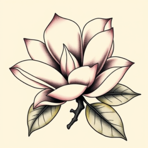 Neo-Traditional Magnolia Tattoo