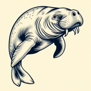 Neo-Traditional Manatee Tattoo