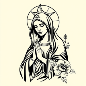 Neo-Traditional Mary Tattoo