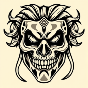 Neo-Traditional Mask Tattoo