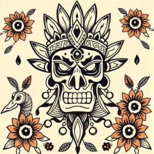 Neo-Traditional Mictlantecuhtli Tattoo