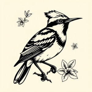 Neo-Traditional Mockingbird Tattoo