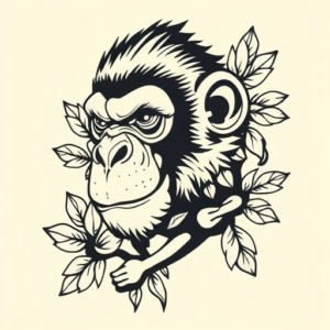Neo-Traditional Monkey Tattoo