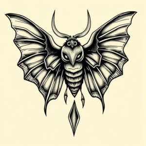Neo-Traditional Mothman Tattoo