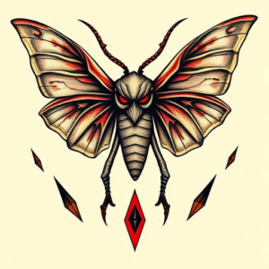 Neo-Traditional Mothman Tattoo
