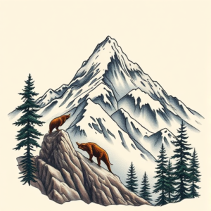 Neo-Traditional Mountain Tattoo