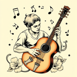 Neo-Traditional Music Tattoo