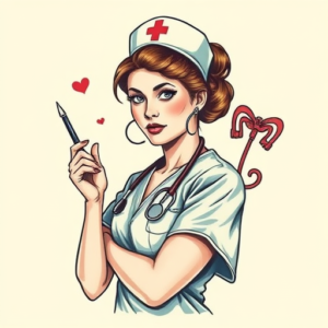 Neo-Traditional Nurse Tattoo