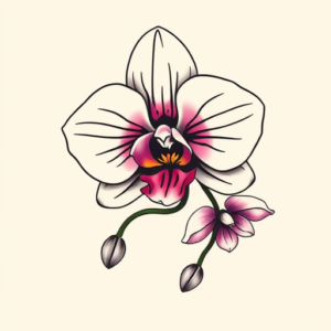 Neo-Traditional Orchid Tattoo