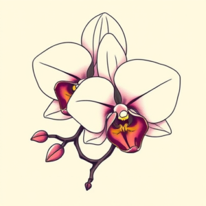 Neo-Traditional Orchid Tattoo