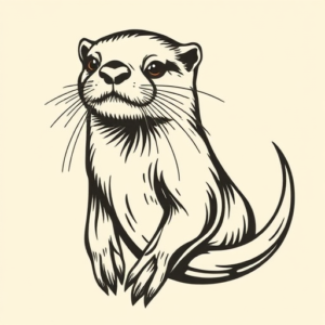 Neo-Traditional Otter Tattoo