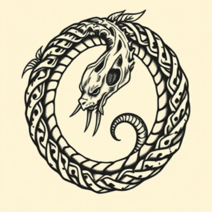 Neo-Traditional Ouroboros Tattoo
