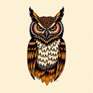 Neo-Traditional Owl Tattoo