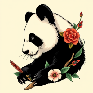 Neo-Traditional Panda Tattoo