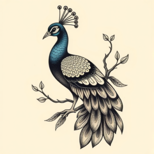 Neo-Traditional Peacock Tattoo