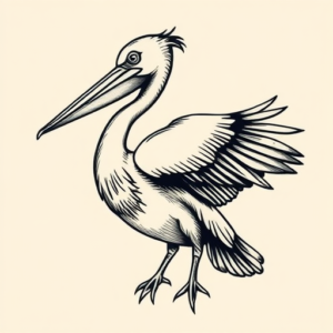 Neo-Traditional Pelican Tattoo