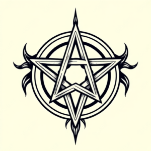 Neo-Traditional Pentagram Tattoo