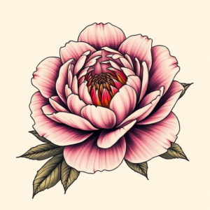 Neo-Traditional Peony Tattoo