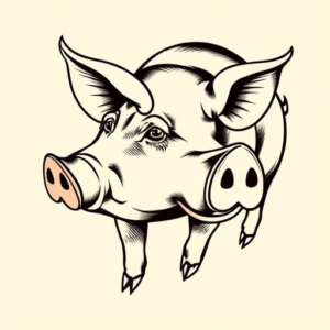 Neo-Traditional Pig Tattoo