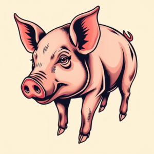 Neo-Traditional Pig Tattoo