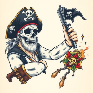 Neo-Traditional Pirate Tattoo