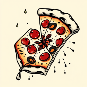 Neo-Traditional Pizza Tattoo