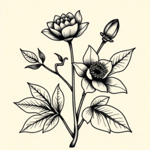 Neo-Traditional Plant Tattoo