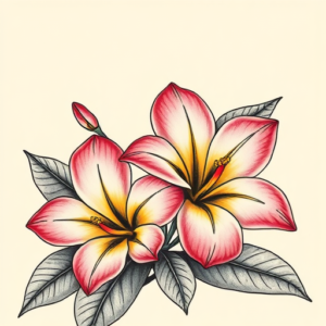 Neo-Traditional Plumeria Tattoo
