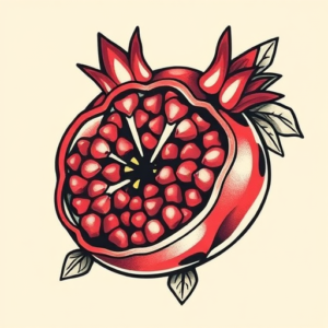 Neo-Traditional Pomegranate Tattoo