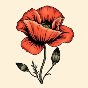 Neo-Traditional Poppy Tattoo