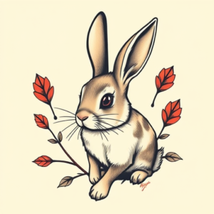 Neo-Traditional Rabbit Tattoo