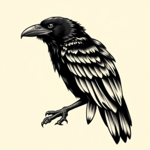 Neo-Traditional Raven Tattoo