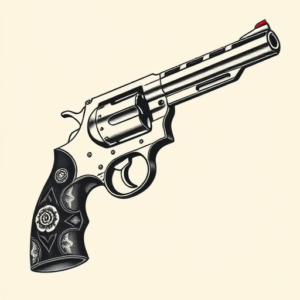 Neo-Traditional Revolver Tattoo