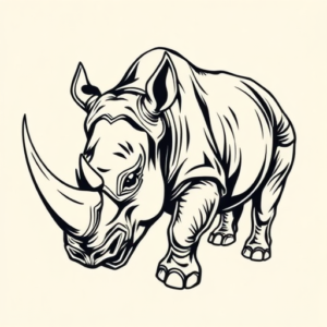 Neo-Traditional Rhino Tattoo