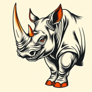 Neo-Traditional Rhino Tattoo