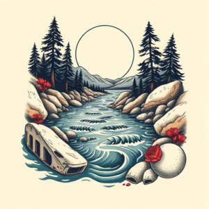 Neo-Traditional River Tattoo